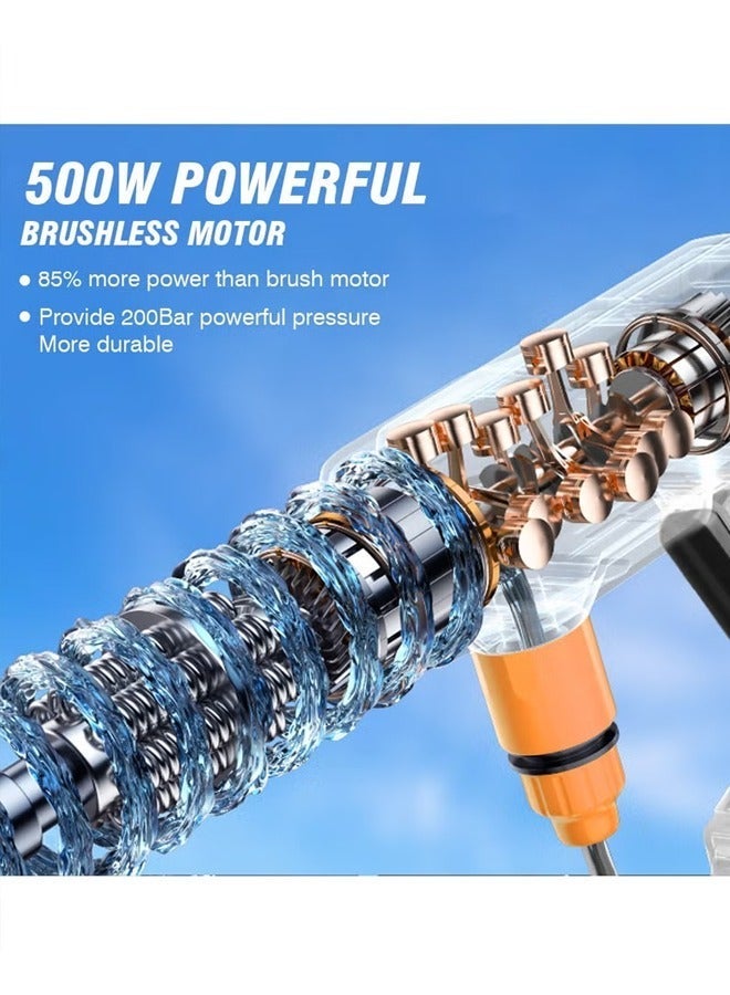 Bolivia's Pressure Washer, Car Washing Pressure Pump,Handheld Cordless Electric Pressure Washer - Portable Design with 6 Nozzles & Water Tank for Car Washing, Home Cleaning, Garden Use - Image 2